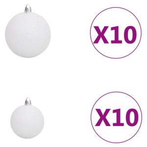 Weiße Weihnachtskugeln, 40er Set, für künstlichen Weihnachtsbaum, glänzend und glitzernd.