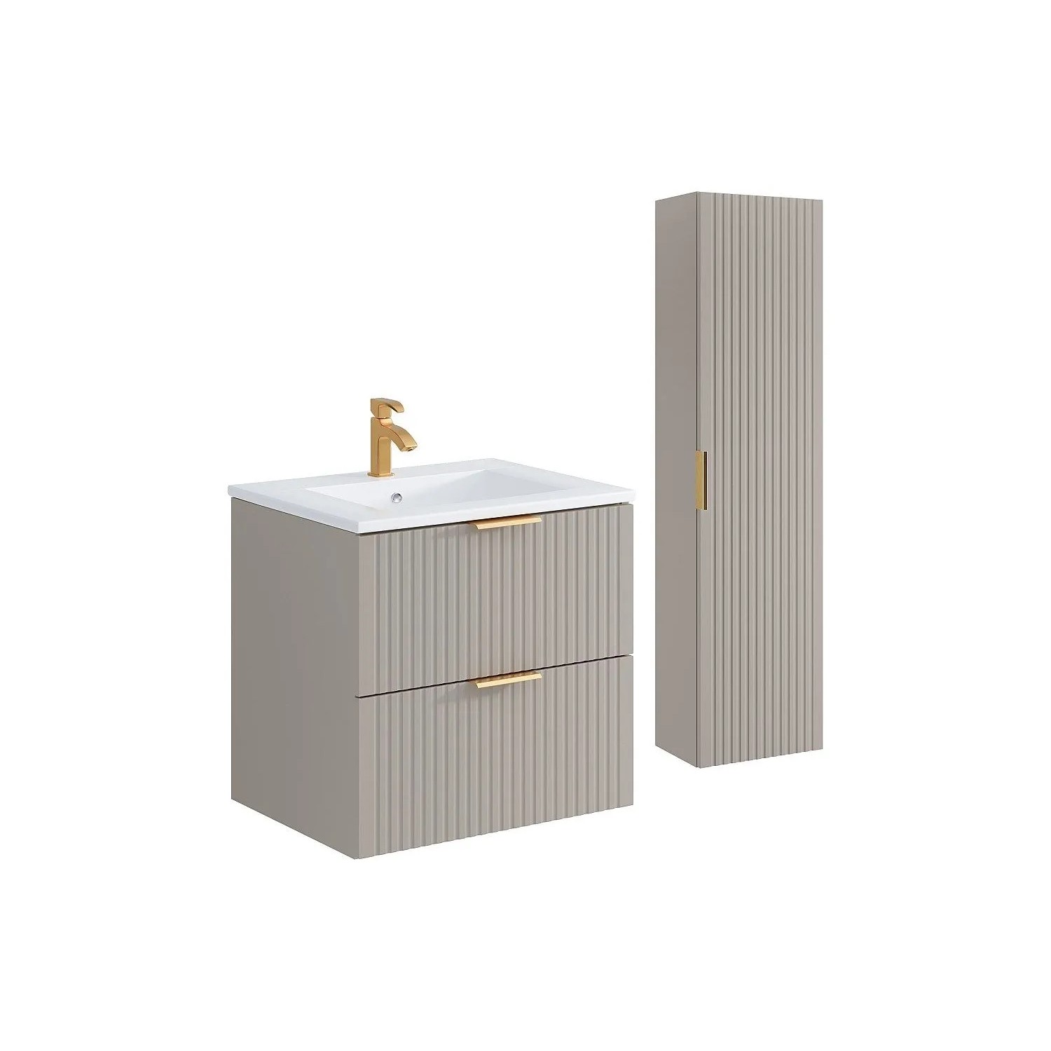 Vente-unique Badmöbel-Set Zevara Beige 60 cm
