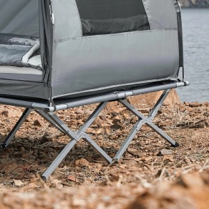 Graues SoBuy 4in1 Feldbett-Zelt mit Campingliege für 2 Personen. Ideal für Outdoor-Abenteuer.