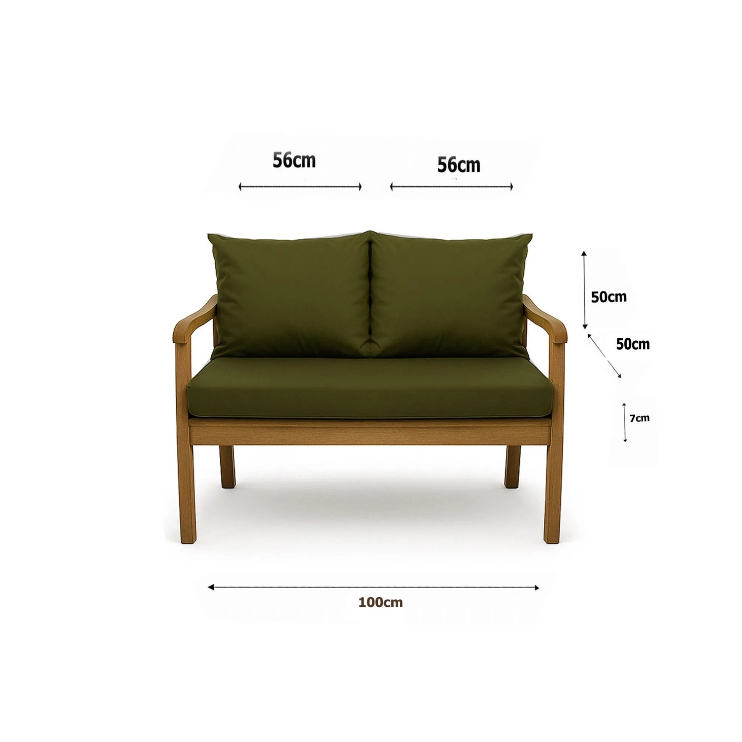 Setgarden  Mix Bench Kissen Outdoor Kissen Bankauflage 100x50+2x50x56cm Kissen Für 2-Sitzer Bänke 1tlg Grün_5
