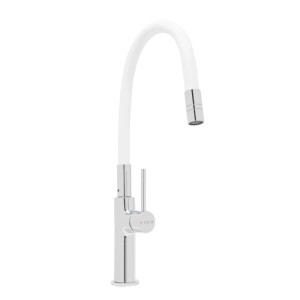 Swiss Aqua Technologies Küchenarmatur Waschtischarmatur Flexible mit Hohem Auslauf Weißmatt und Chrom