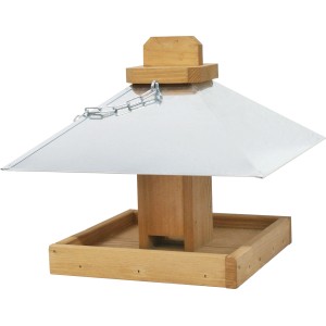 Vogelhaus aus Pinie mit Zinkdach, 26x24 cm, zum Aufhängen im Garten.