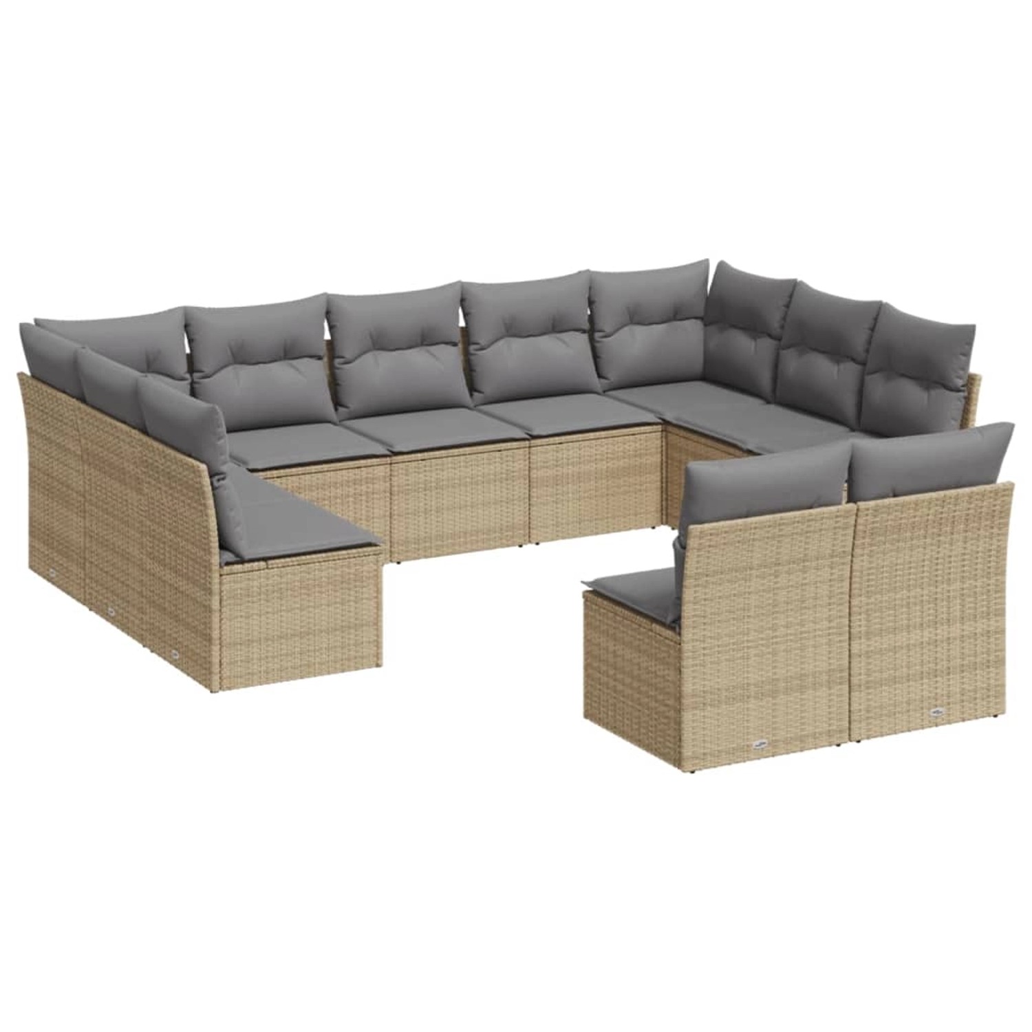 vidaXL 11-tlg Garten-Sofagarnitur mit Kissen Beige Poly Rattan Modell 32