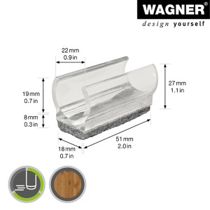 Wagner Klemmschalengleiter EH 0693, transparent, Ø 2,2 cm, 4er-Set für Rundrohre.