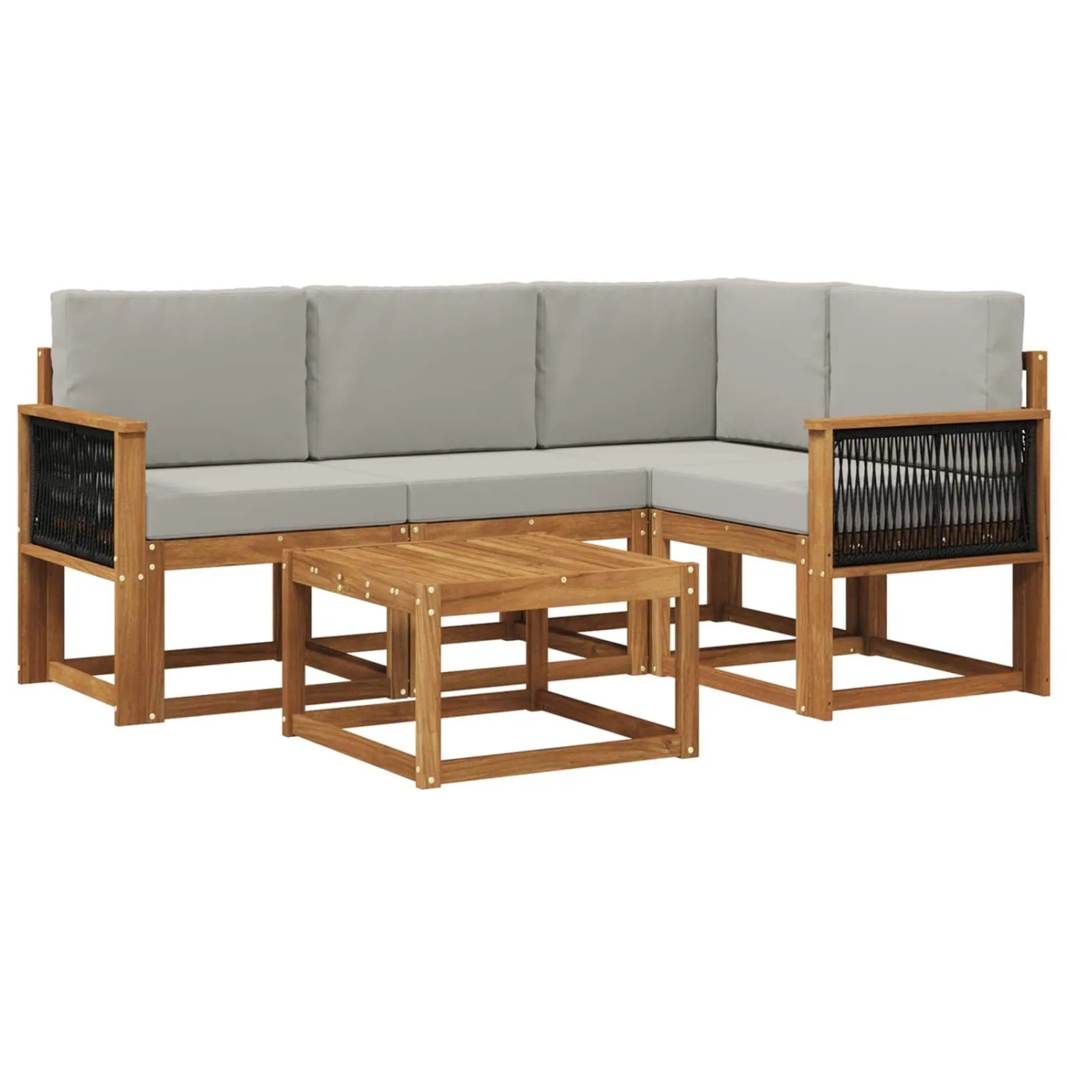 vidaXL Outdoor-Sofagarnitur 5 Stk Natur und Hellgrau Polyester 3385192