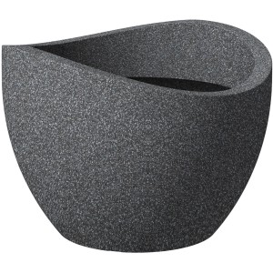 Scheurich Wave Globe Pflanzgefäß, Ø 50 cm, Schwarz-Granit, geschwungene Form.