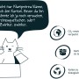 Illustration: Katze in Karton mit Sprechblase zur Primox Katzenstreu Klumpstreu.
