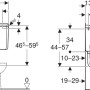 Technische Zeichnung Geberit Aufputz-Spülkasten AP 110, Maße und Details für Installation.