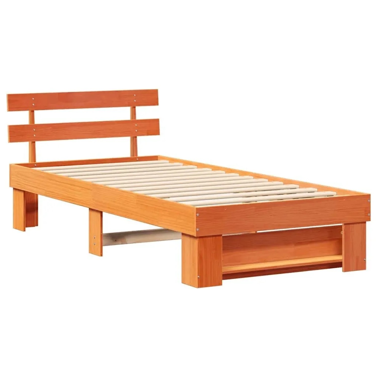 vidaXL Bettrahmen Wachsbraun 90 x 190 cm Massives Kiefernholz 872508