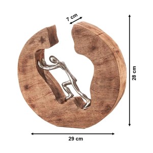 Kobolo Dekofigur Holzdeko Holzfigur STRENGTH Holz Braun Metall Silber