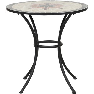 Runder, grauer Siena Garden Gartentisch Stella mit Mosaikmuster, Ø 70 cm.