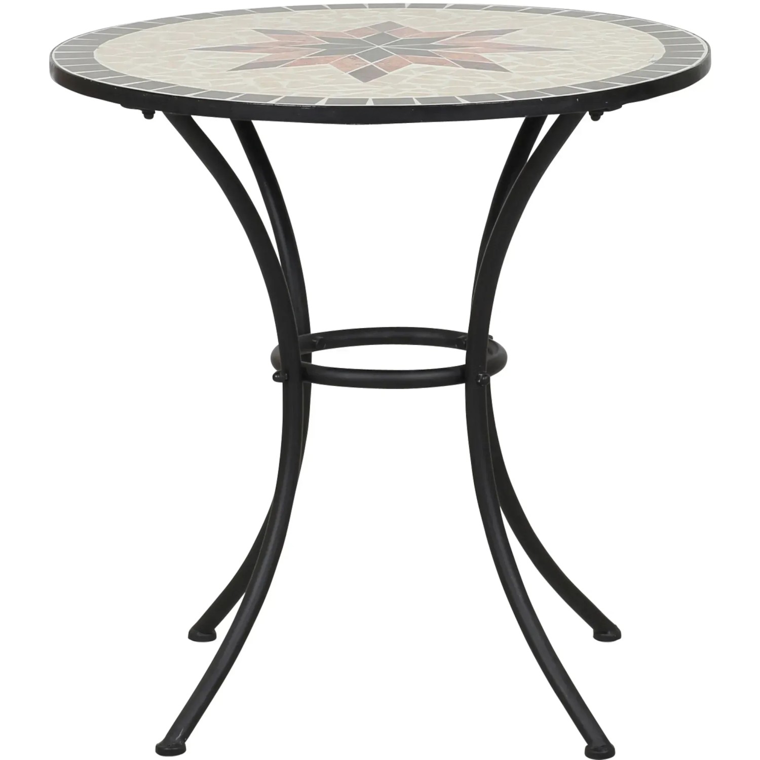 Runder, grauer Siena Garden Gartentisch Stella mit Mosaikmuster, Ø 70 cm.