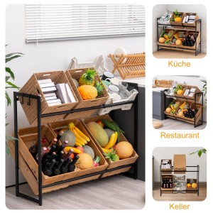 PROREGAL Getränkekistenregal Baldeneysee Inkl. 2 Haken & 2 Auflageträger HxBxT 82x104x32cm Höhenverstellbare Füße 2 Ebenen Schwarz