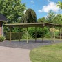Karibu Doppelcarport Eco aus Holz mit PVC Dachplatten im Garten.