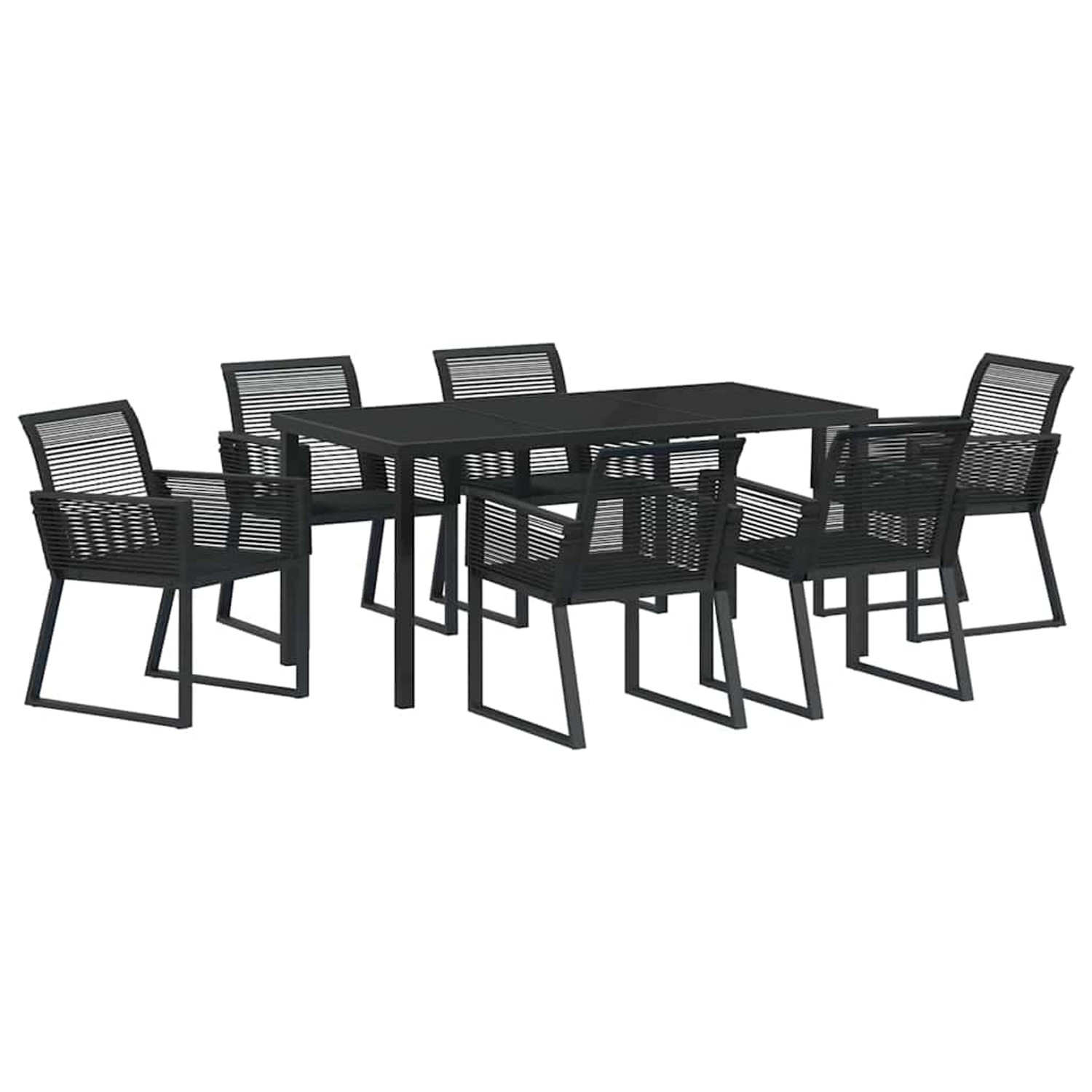 vidaXL Garten Essgruppe 7-Tlg Schwarz Poly Rattan 3379314 günstig online kaufen