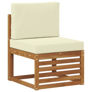 vidaXL Ecksofa-Element aus Akazie mit creme Kissen, Teil des Gartenmöbel Sets.