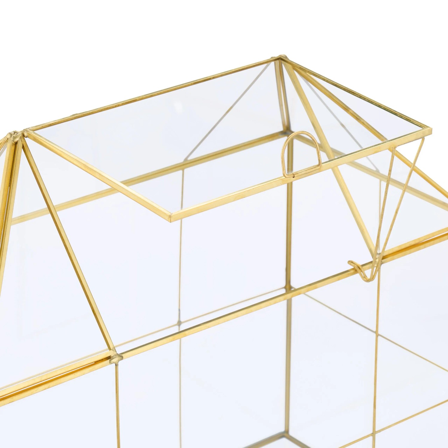 Relaxdays Pflanzenterrarium Glas Gold Mit Dachfenster 27 x 30 x 15 cm 1,9 kg_5