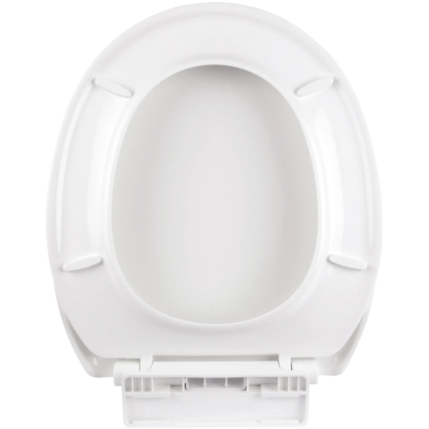 Weißer WC-Sitz Dora mit Absenkautomatik aus Thermoplast, Draufsicht.