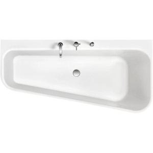 Ottofond Badewannen-Set Pino, 155 cm, links, mit Armatur und Ablaufgarnitur. Eckbadewanne aus Acryl, weiß.