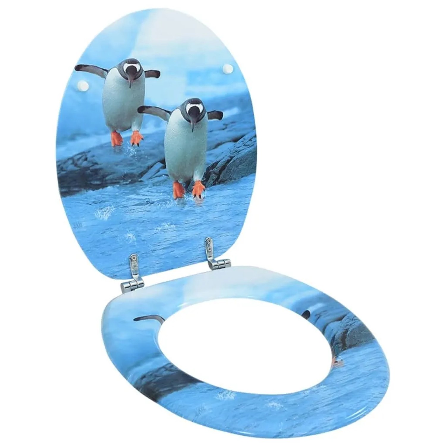 vidaXL Toilettensitz mit Deckel MDF Pinguin-Design 146910