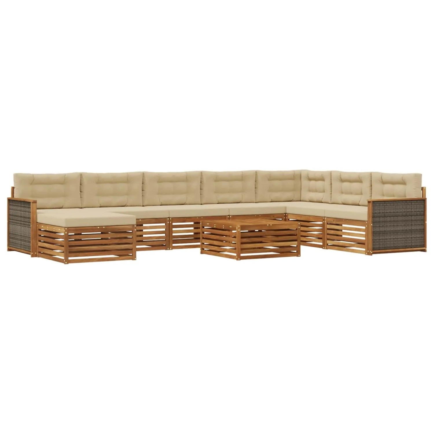 vidaXL Outdoor-Sofagarnitur 9 Stk Natur und Beige Massivholz Akazie 3383741