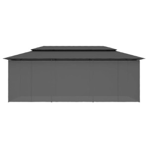 Anthrazitfarbener vidaXL Pavillon 600x298 cm mit Vorhängen für Garten & Terrasse.
