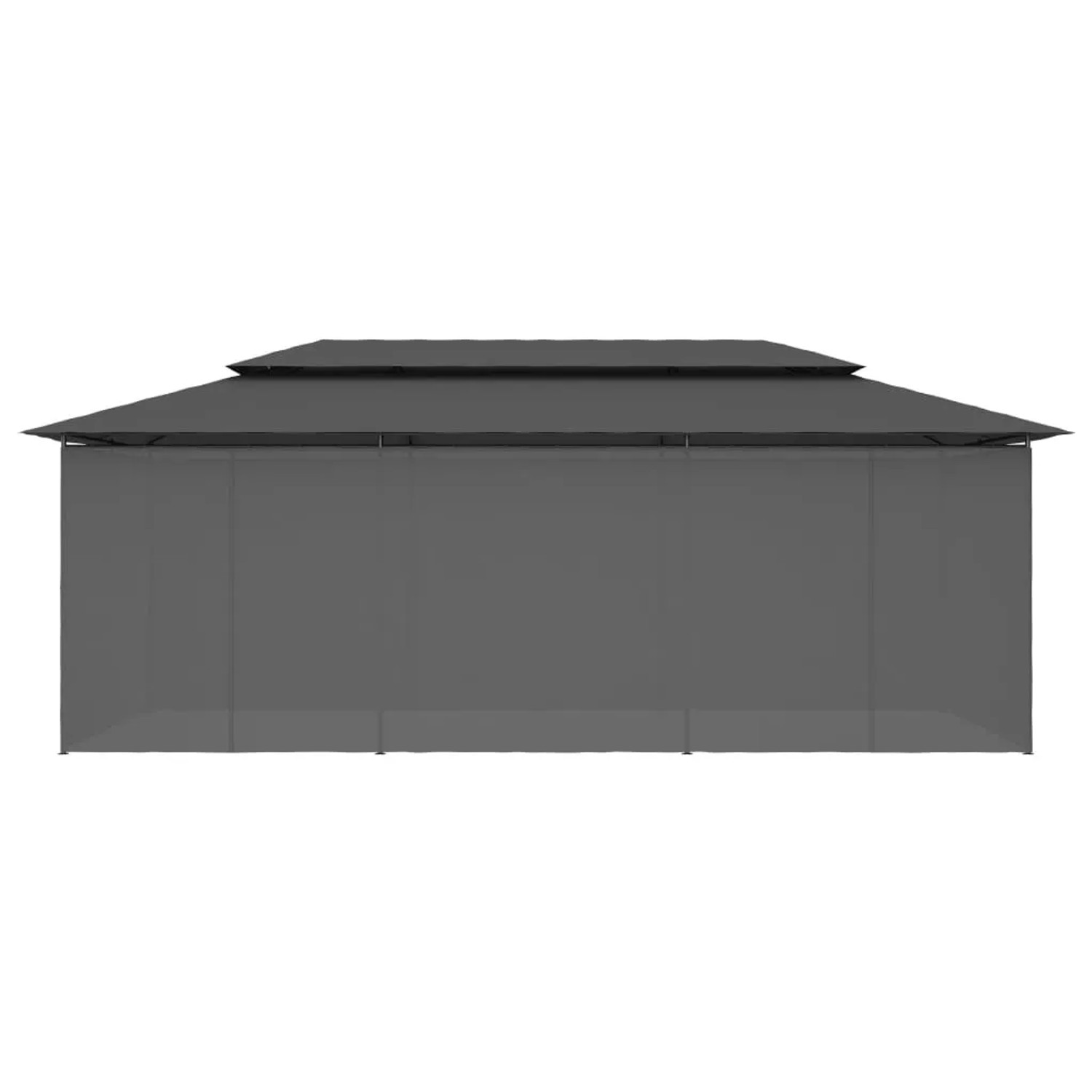 Anthrazitfarbener vidaXL Pavillon 600x298 cm mit Vorhängen für Garten & Terrasse.
