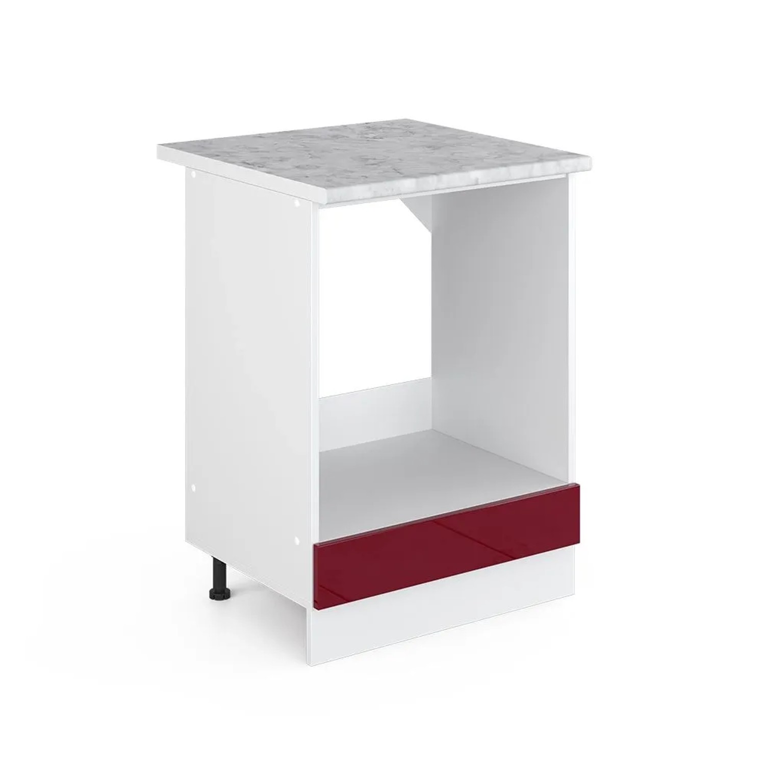 Vicco Herdumbauschrank R-Line Rot Hochglanz 60 x 82 AP Marmor