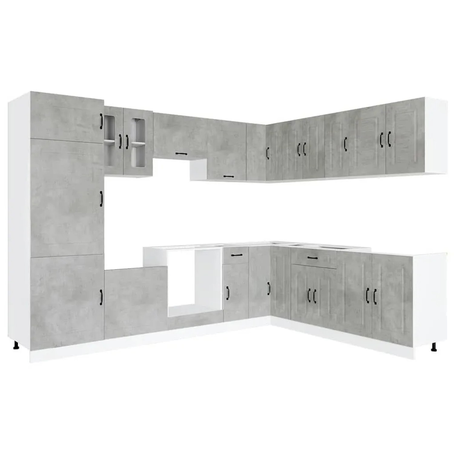 vidaXL 14 Tlg Küchenschrank-Set Kalmar Betongrau Holzwerkstoff 3314975