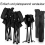 BigDean Campingstühle und Campingtisch Set, faltbar in Schwarz mit Tragetaschen.