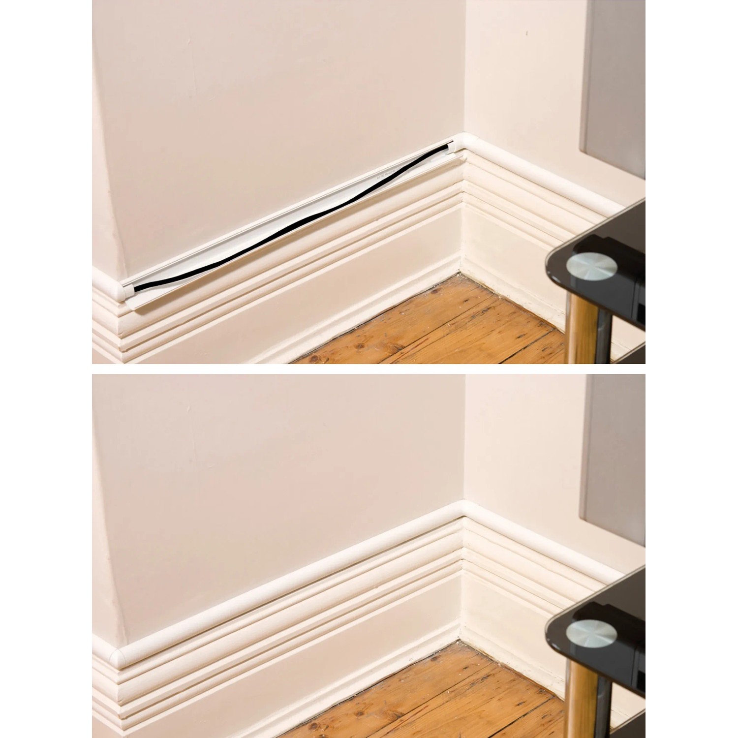 D-Line Kabelkanal-Set, 10-teilig, weiß, 30x15mm, zur dezenten Kabelverlegung an der Wand.