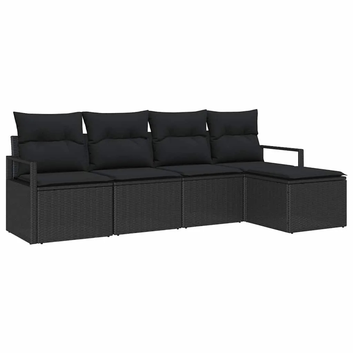 vidaXL Sofa Set mit Kissen mit Speicher 5-Tlg Schwarz Poly-Rattan 3355012 günstig online kaufen