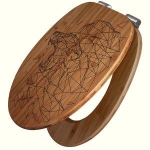 Banjado WC-Sitz aus Bambus mit Löwen-Gravur, Absenkautomatik.