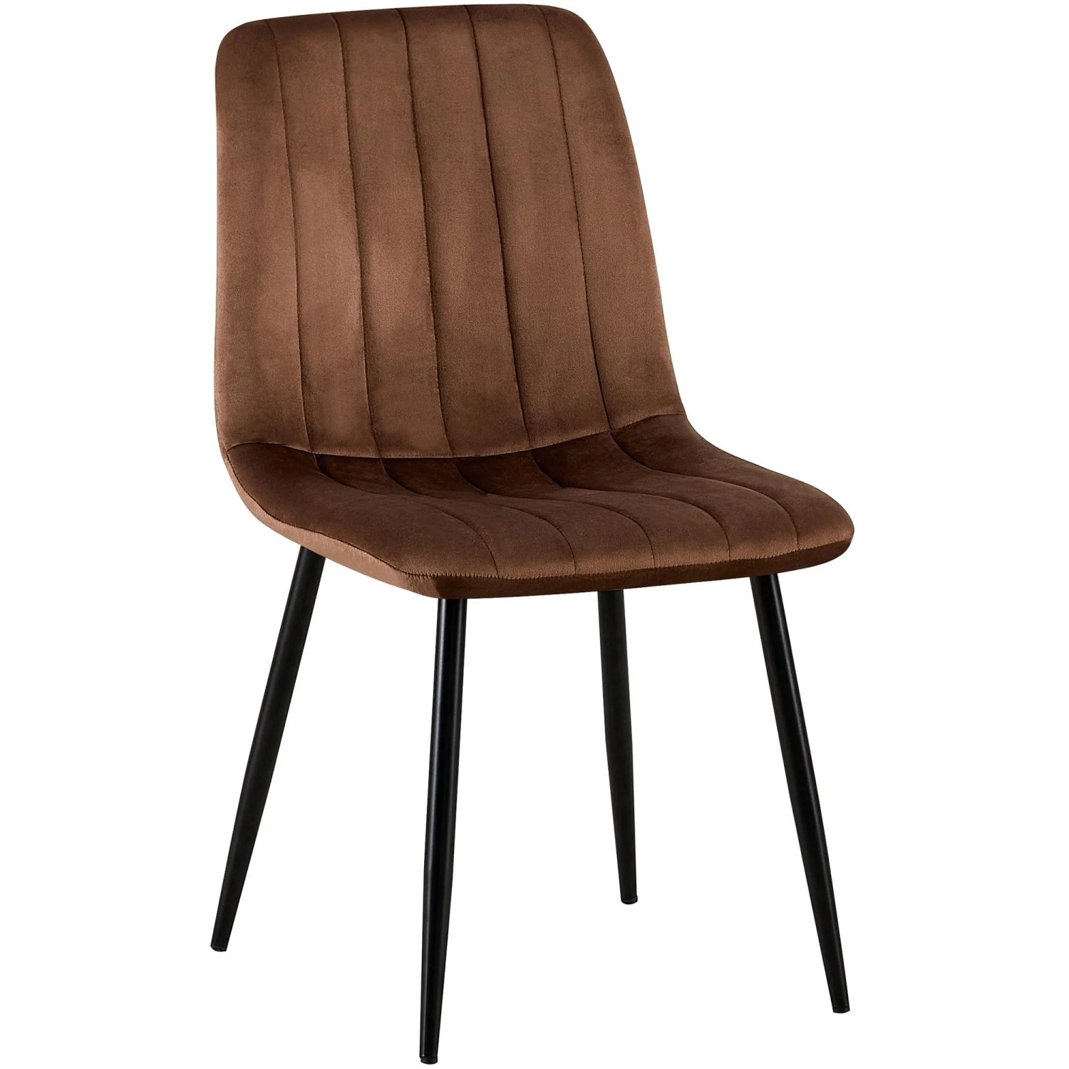 DELUKE Stuhl LENZ Samt 88x45x53cm Braun Metall Gestell Stühle Esszimmerstühle Esstisch Küchenstuhl