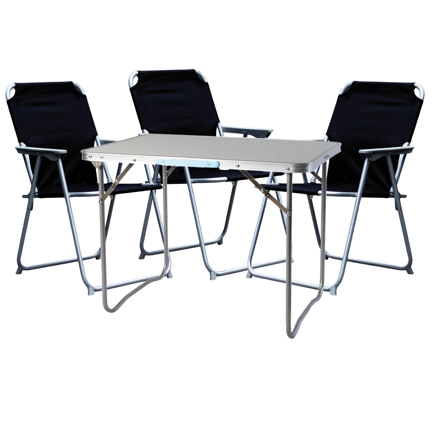Mojawo 4 Teilig Campingmöbel Set Alu mit Tragegriff Schwarz Camping L70xB50 günstig online kaufen