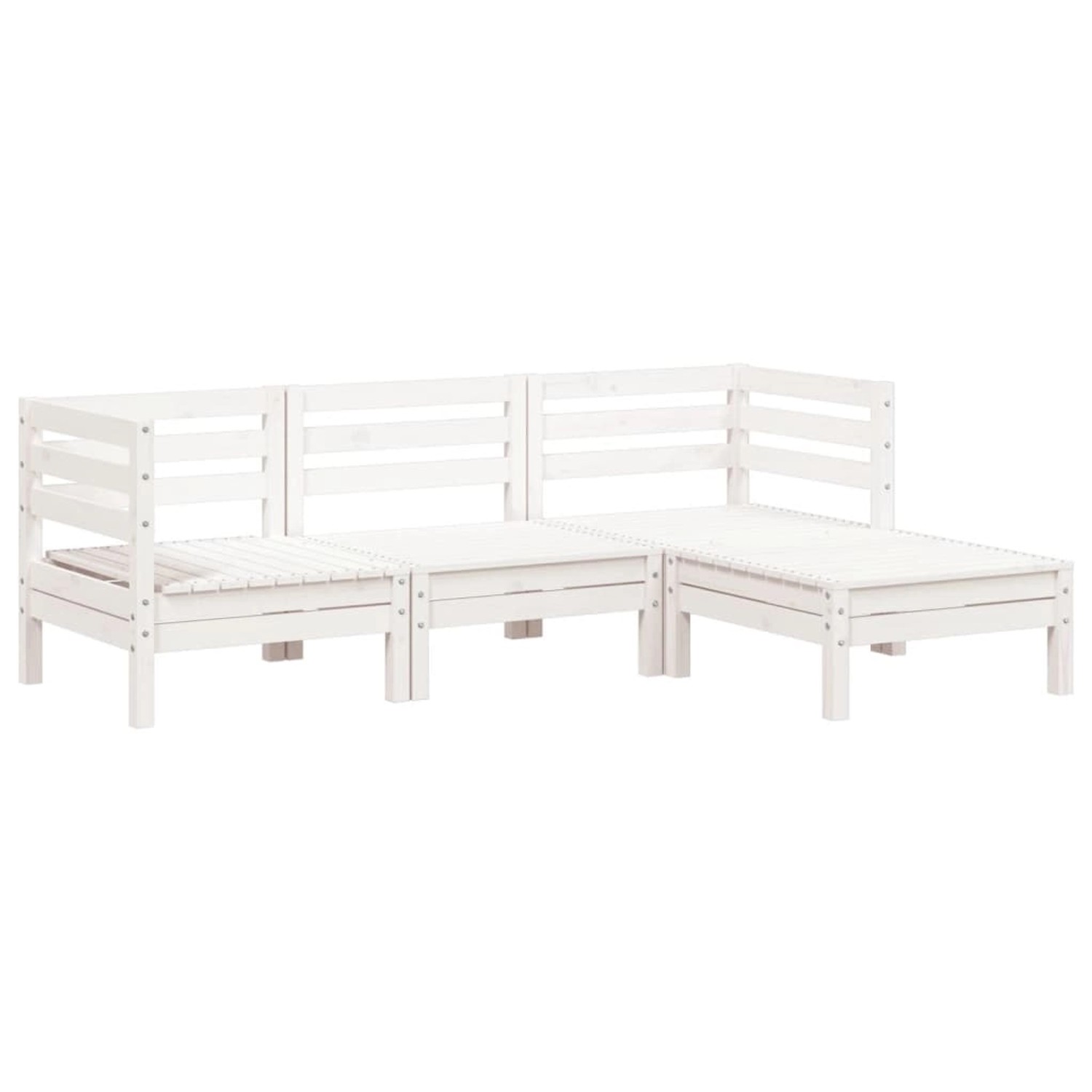 vidaXL Gartensofa 3-Sitzer mit Hocker Weiß Massivholz Kiefer 838055 günstig online kaufen