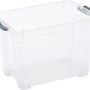 Transparente OBI Allzweckbox Cadiz S mit grauen Verschlussclips.