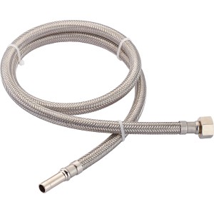 Flexibler Edelstahl-Verbindungsschlauch, 14,9 mm (G 3/8) x 10 mm x 1000 mm, für Trinkwasserinstallation.