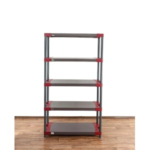 Graues PROREGAL Kunststoffregal Grey Bear Tall mit 5 Böden, Fachlast 120kg, 180x110x46cm.