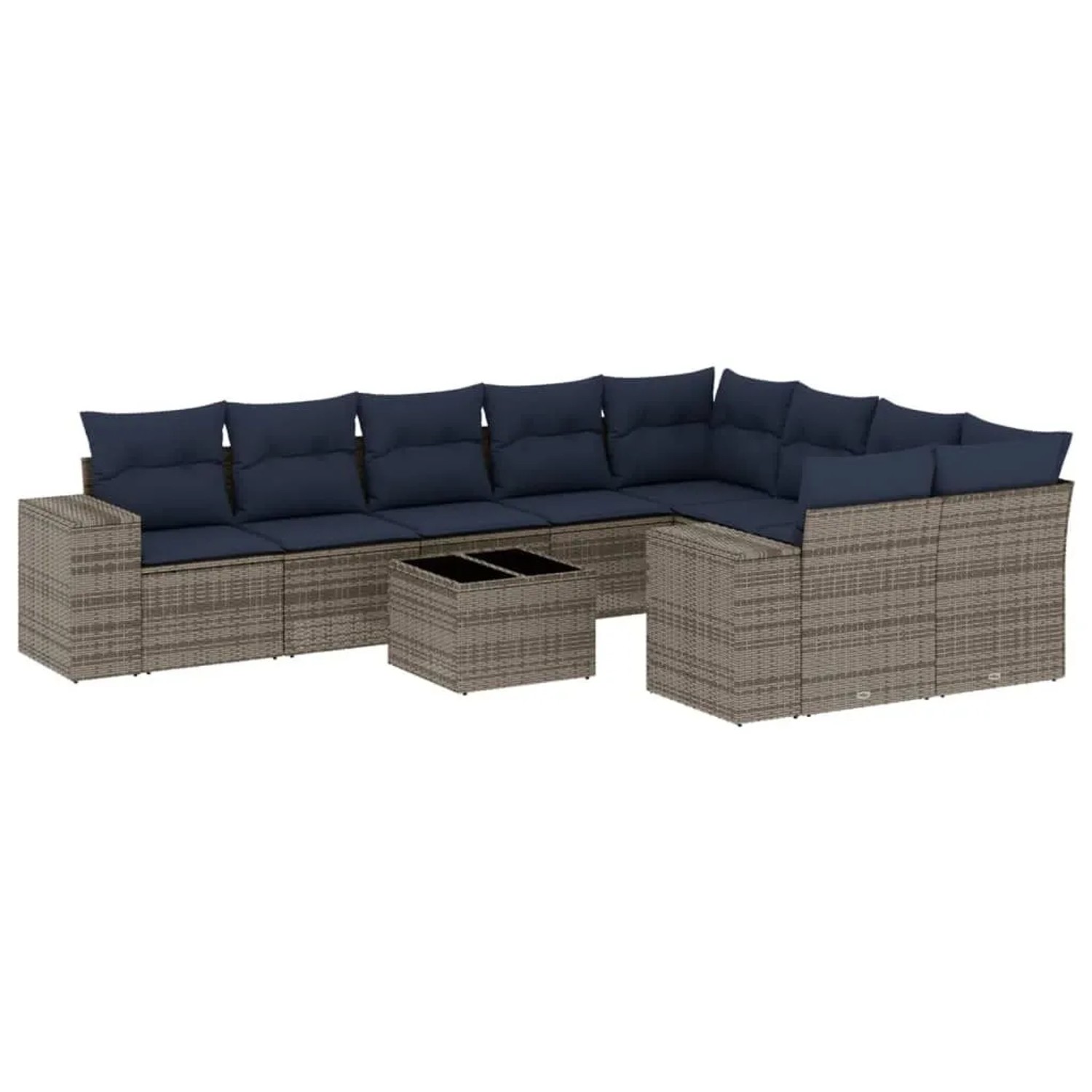 vidaXL 10-Tlg Gartensofa-Set mit Kissen Grau Polyrattan 3223050 günstig online kaufen