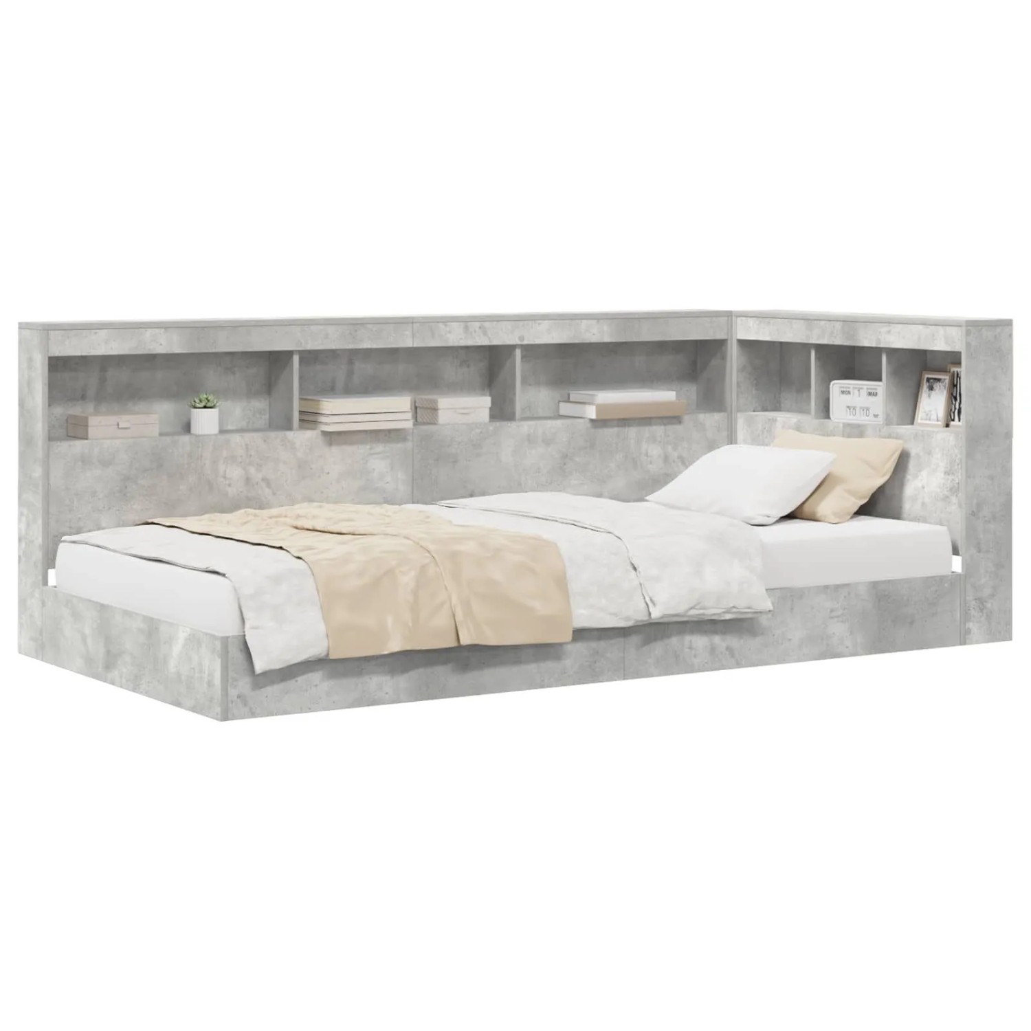 vidaXL Bücherregal-Bett Beton Grau 75 x 190 cm Holzwerkstoff 3335756