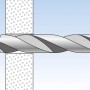 Illustration eines Fischer Duotec Kippdübels 12 beim Einsatz in einer Gipskartonwand.