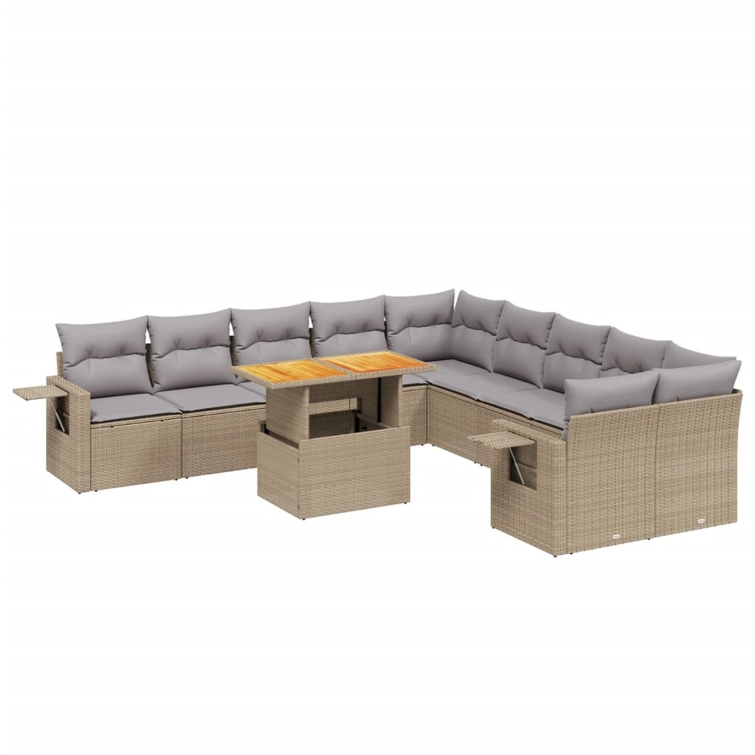 vidaXL 11-tlg Garten-Sofagarnitur mit Kissen Beige Poly Rattan Modell 173 günstig online kaufen