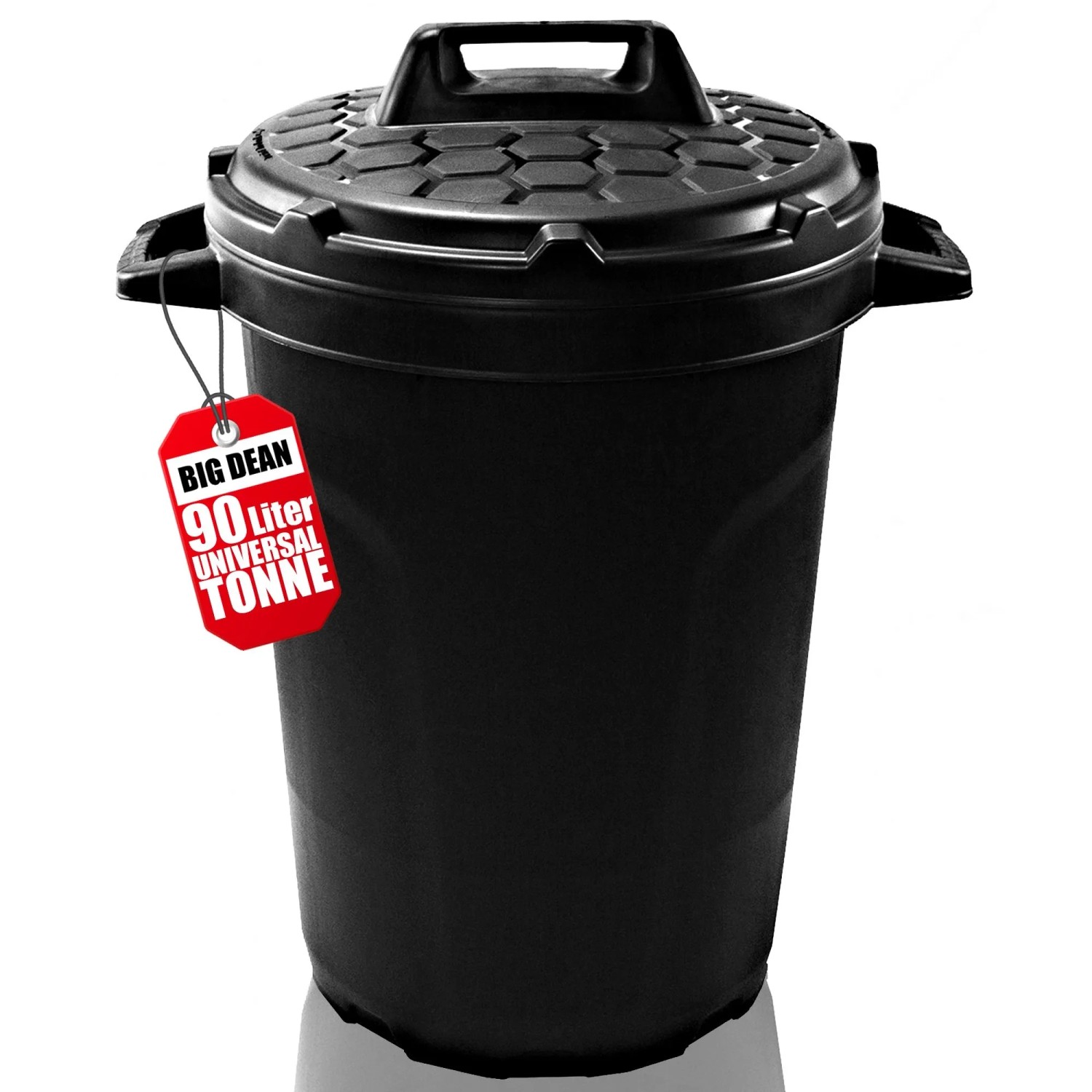 BigDean Universal Allzwecktonne Mülltonne 90 Liter Tonne XL Universaltonne Universaleimer Schwarz Mit Deckel Plastiktonne Regenfass Wassertonne