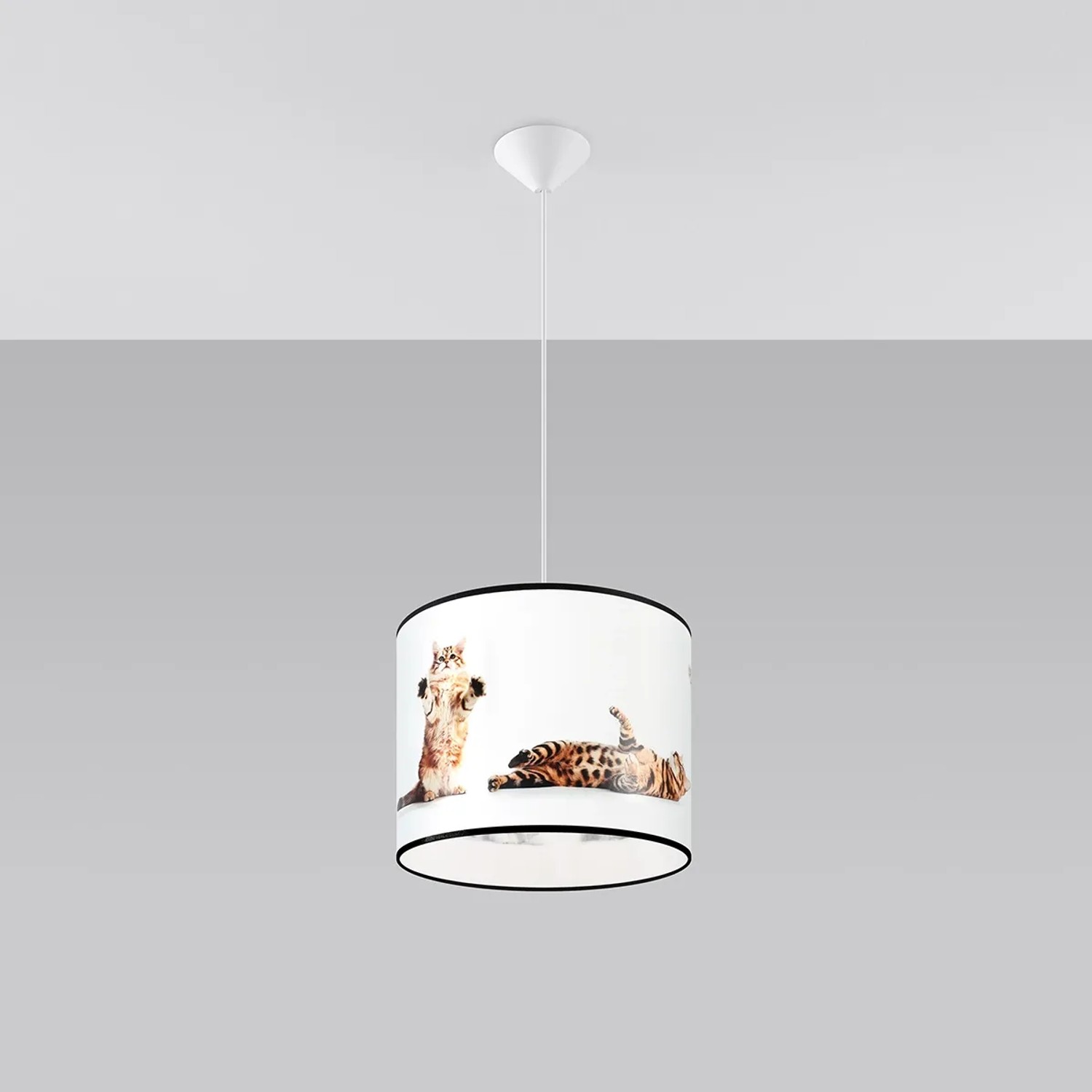 Sollux Lighting Hängeleuchte Kitty 30 mit Katzenmotiven, ideal für Kinderzimmer.