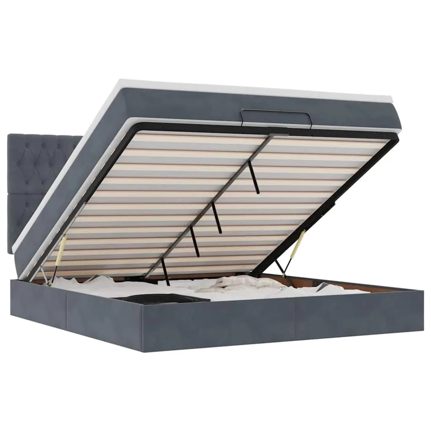 vidaXL Ottoman-Bett mit Matratzen Dunkelgrau 160x200 cm Samt 3313554