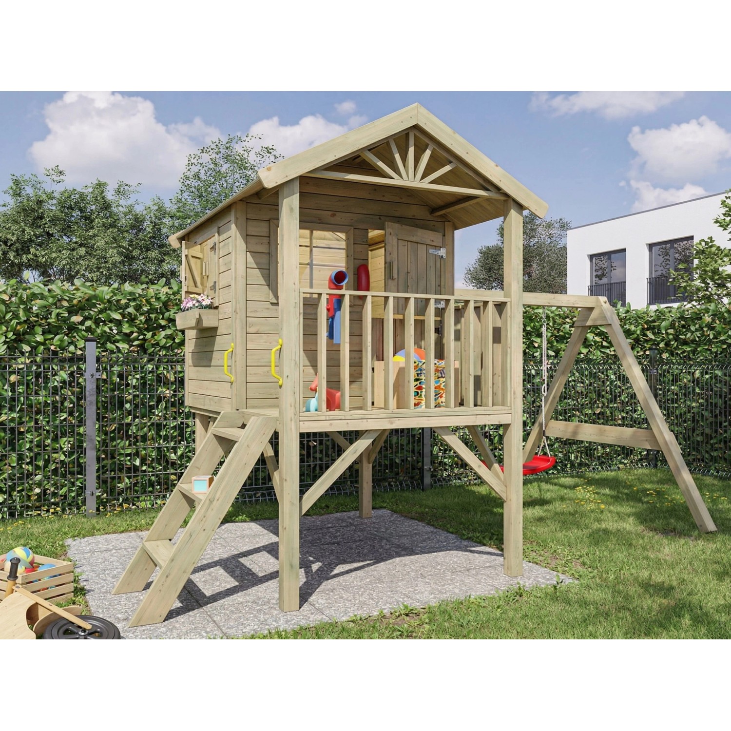 Prestige Garden Stelzenhaus Funny XL KDI Inklusive Schaukelanbau