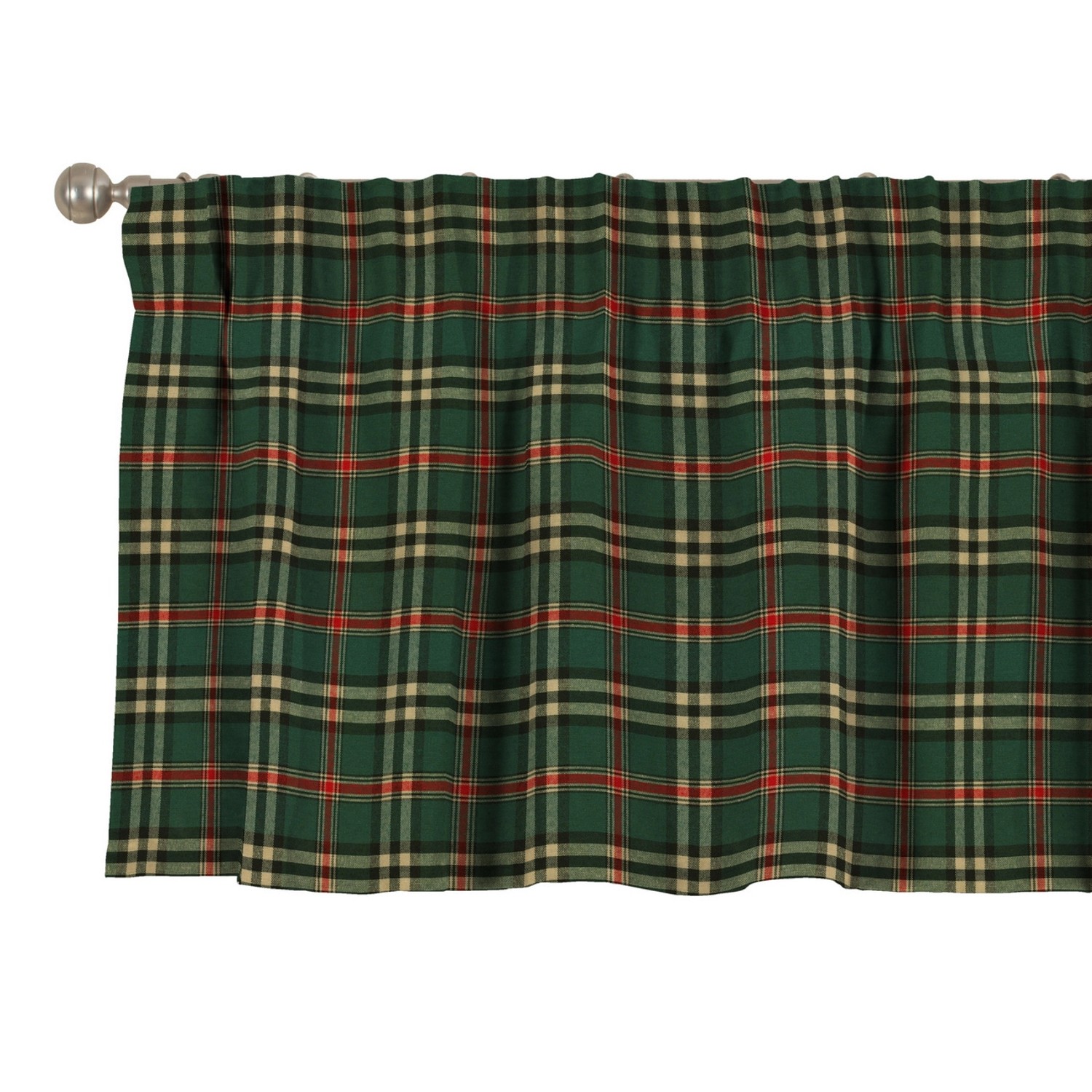Dekoria Kurzgardine mit Kräuselband aus Stoffkollektion Quadro in Grün-Rot in 130 x 40 cm