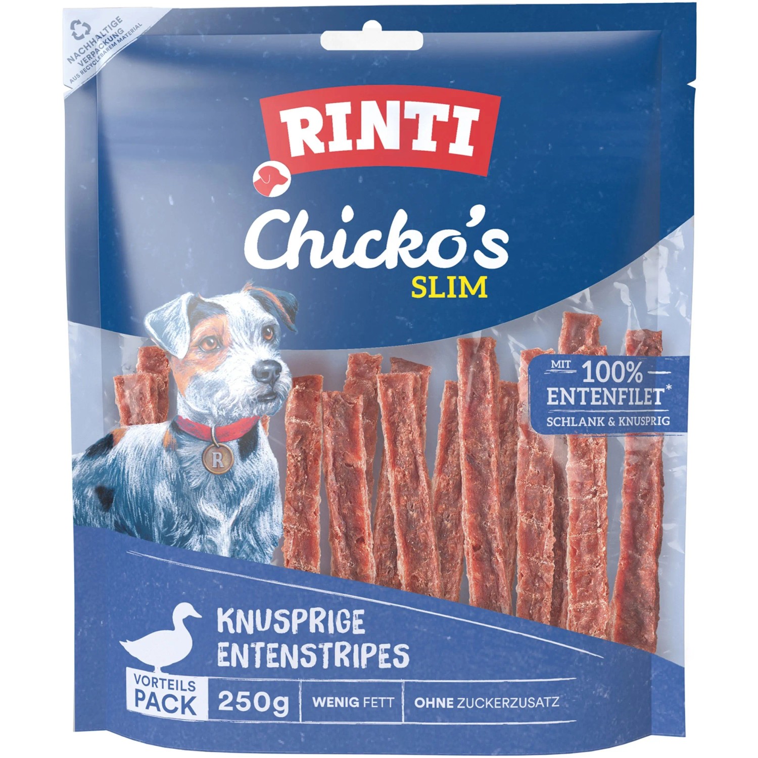 Rinti Hunde-Natursnacks Chicko Slim Entenstripes 250 g