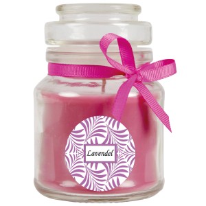 HS Candle Duftkerze Lavendel im Glas mit Schleife, Ø7cm.